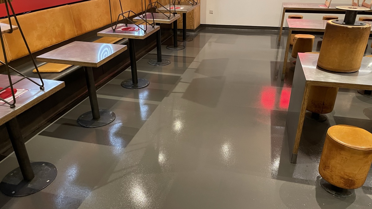 A restaurant hard floor cleaned and resealed