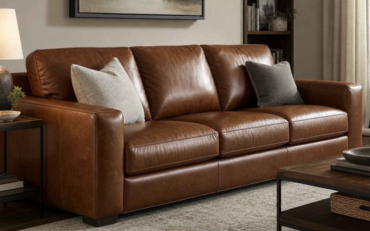 How to Clean a Leather Sofa, a brown leather sofa