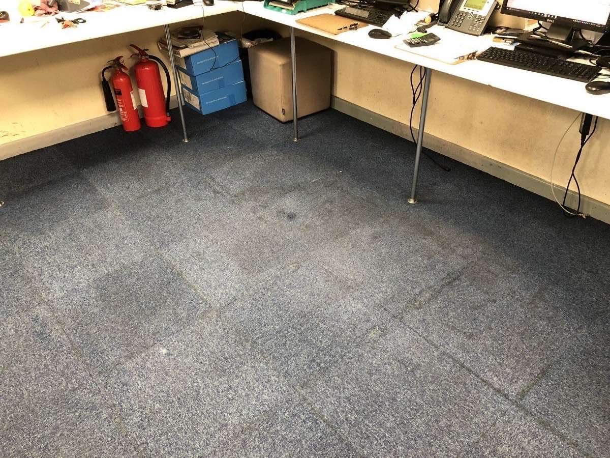 Commercial premises after water-damage clean-up