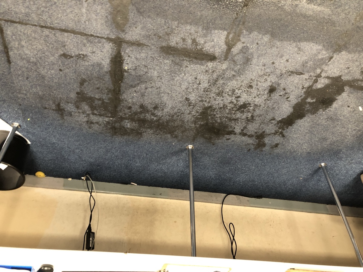 Water-damaged commercial premises before clean-up